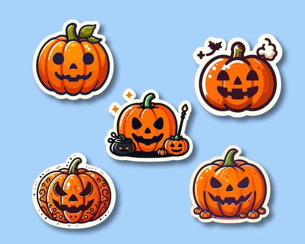 Vector set of halloween sticker design eps 10 file