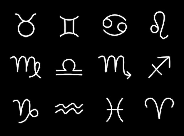 Vector set of hand drawn astrologic zodiac sign