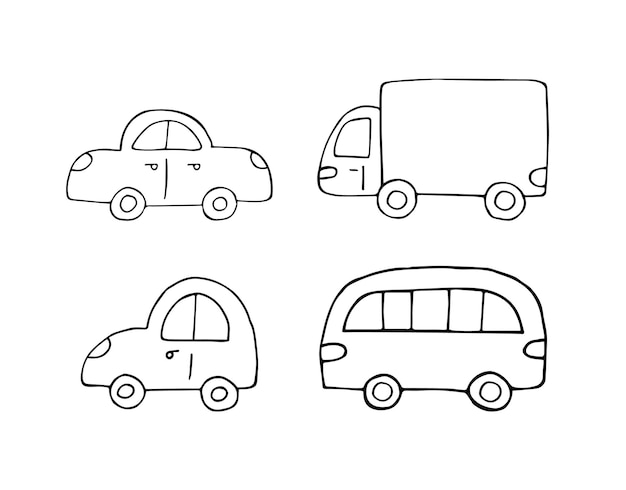 Vector set of hand drawn doodle sketch car