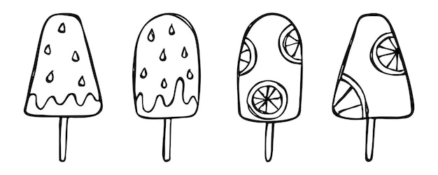 Vector set of hand drawn ice cream illustration Cute sundae clipart