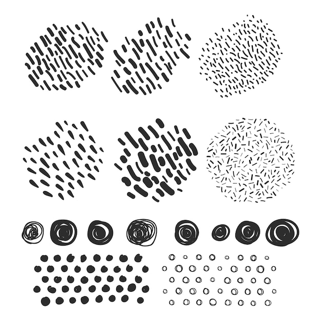 Vector set hand drawn scribbles with brush strokes