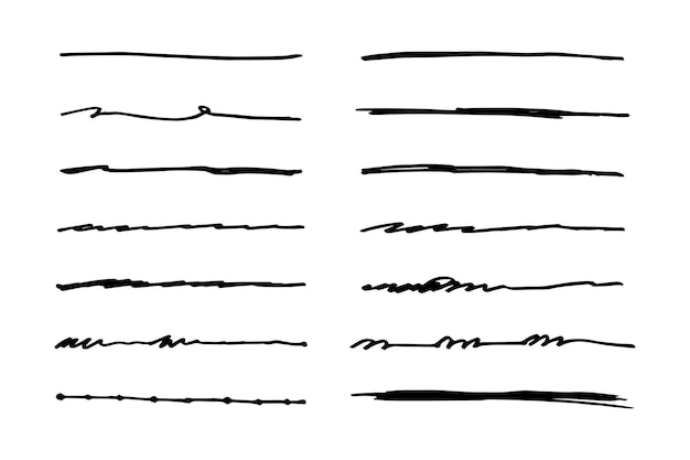 Vector set of hand drawn underline