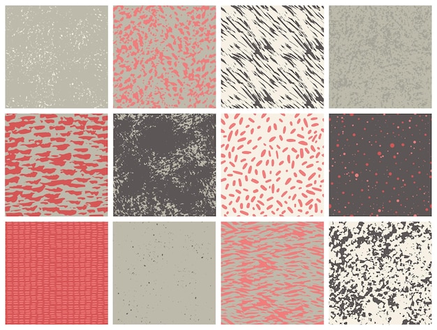 Vector set of handdrawn abstract seamless textures Grunge background