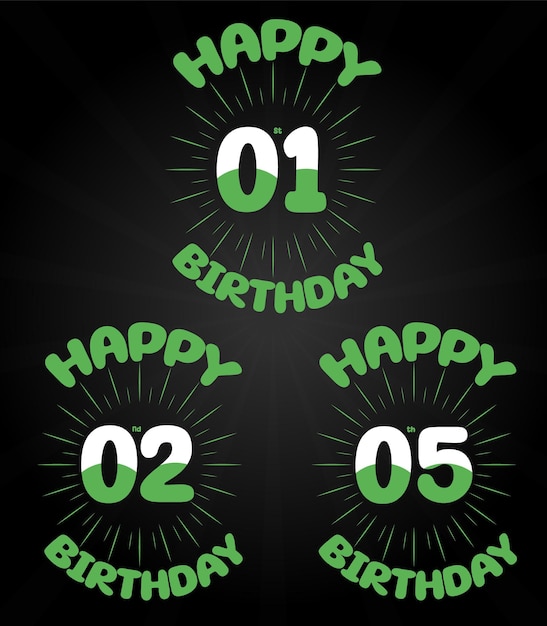 Vector set of happy anniversary birthday celebration lettering background