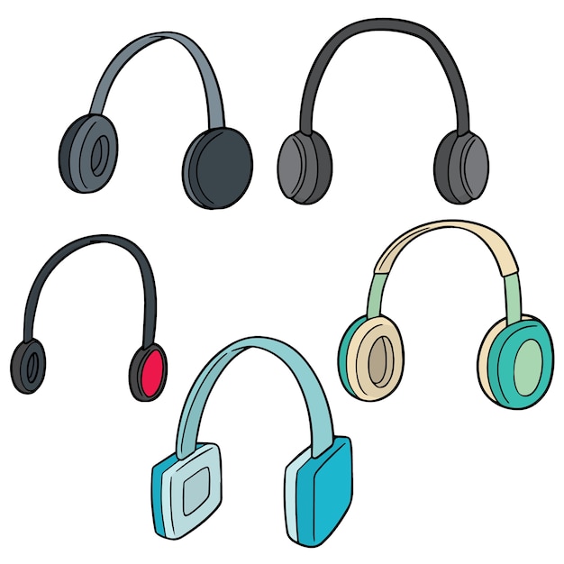 vector set of headphone