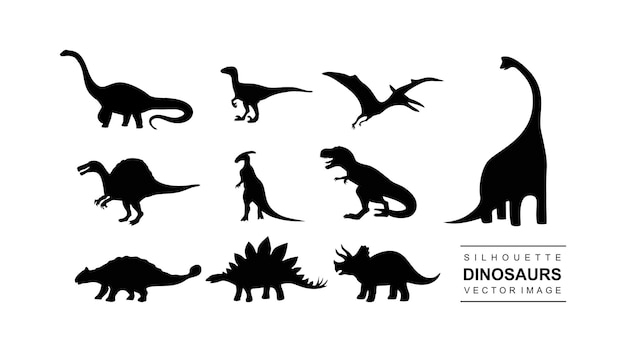 Vector set of isolated dinosaur silhouette