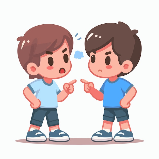 vector set kid is arguing with flat design style