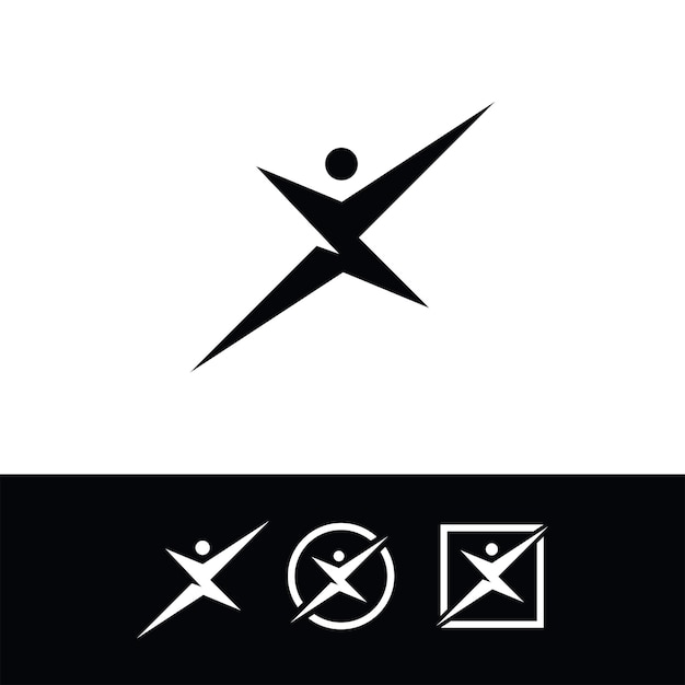 vector set letter x abstract human running person success leader founder ceo