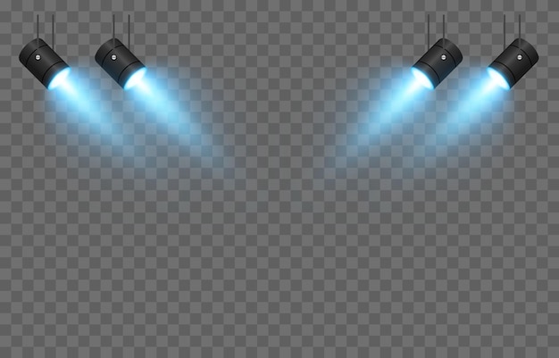 Vector vector set of light light source studio lighting walls png blue light spot lighting