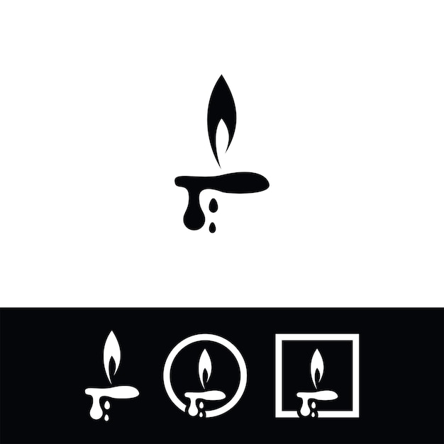 vector set logo candle circle square frame