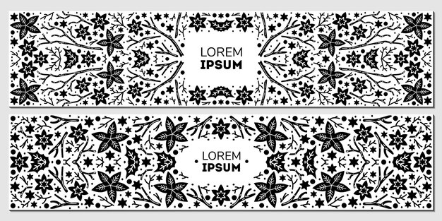 Vector set of luxury floral patterns invitation cards banners Merry Christmas