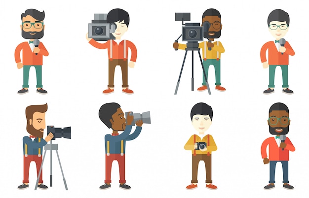 Vector set of media people characters.