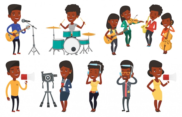 Vector set of media people characters.