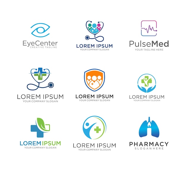 Vector set of medical logo healthcare design template