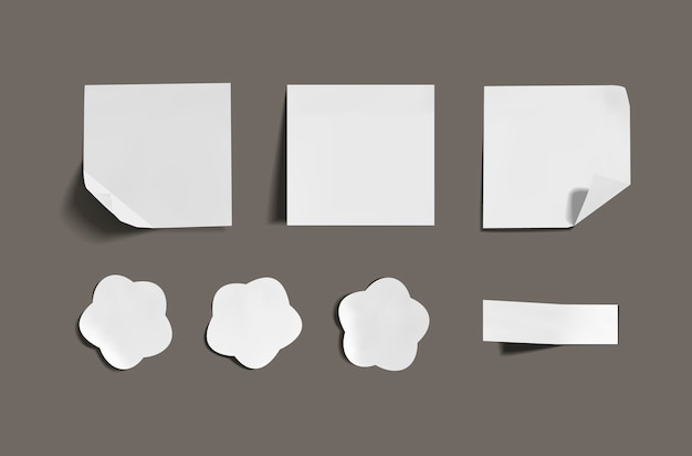 Vector Set of Memo Stickers White Paper Design Elements Isolated