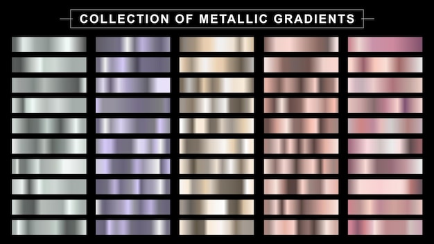 Vector set of metallic gradients Metal elements for creating designs for applications and websites