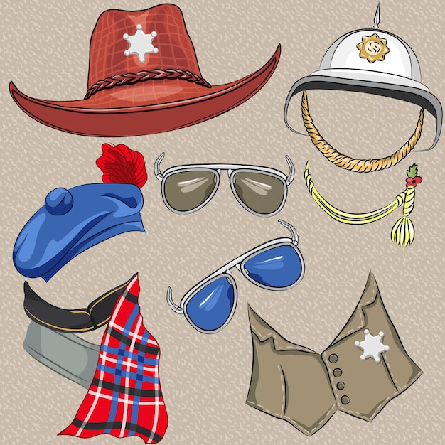 Vector vector set of military and sheriff accessories