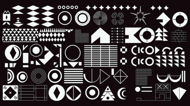 Vector Set of Minimalist Design Elements Bold Striking Contrasty Sharp Dramatic Monochromatic