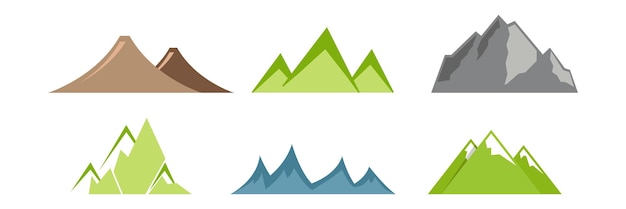 Vector set of mountains Illustration in flat design