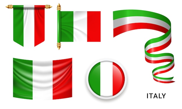 Vector set of the national flag of Italy in various creative designs