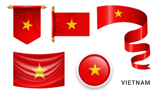 Vector set of the national flag of Vietnam in various creative designs