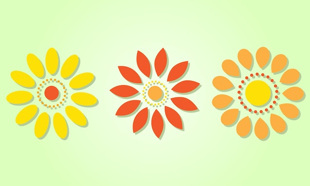 Vector set of nature themed collection of flowers