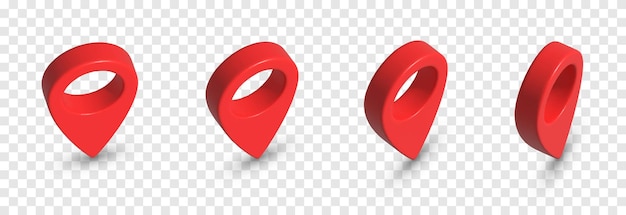 Vector set of navigation markers on a transparent background. Location point png.