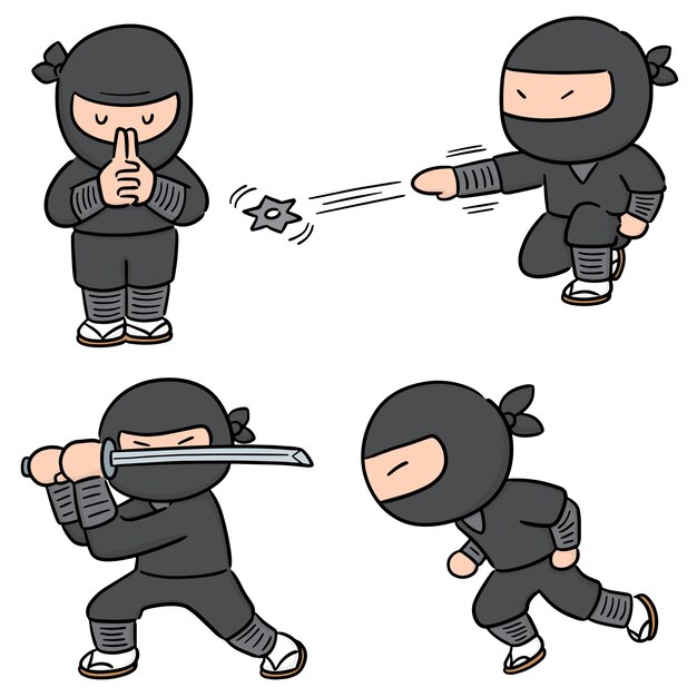 Vector vector set of ninja