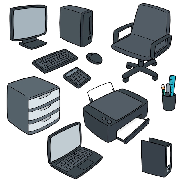 vector set of office accessories