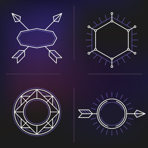 Vector vector set of outline emblems and badges