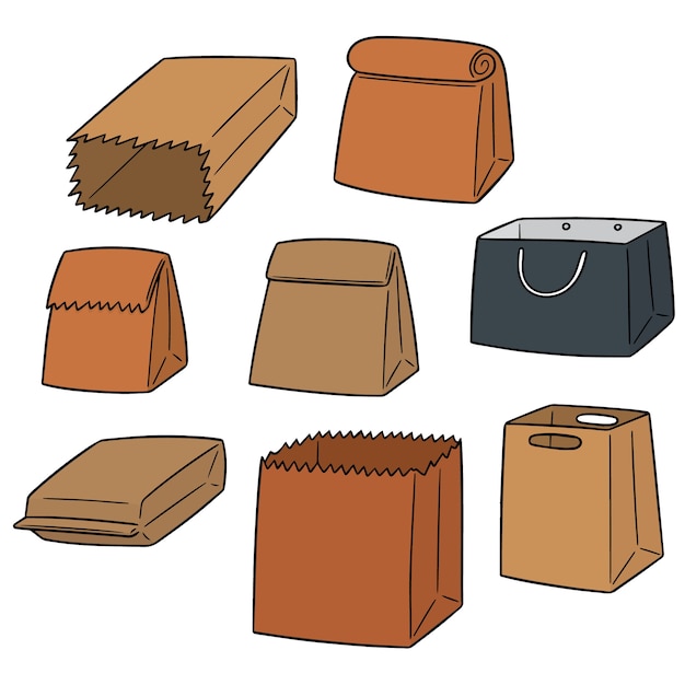 vector set of paper bag