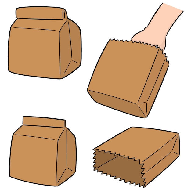 vector set of paper bag