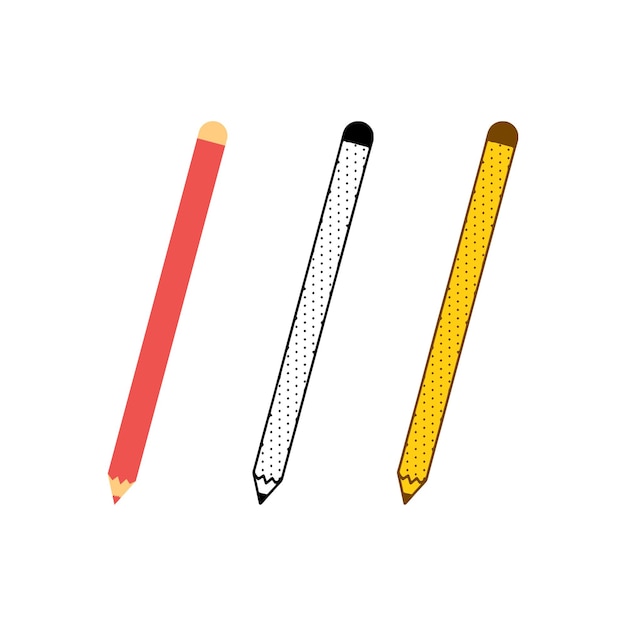 Vector set of pencils in different styles on white background