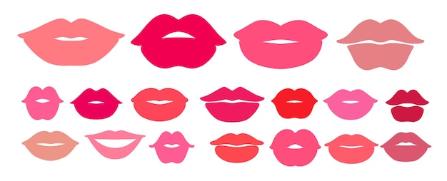 Vector vector set of pink and red lips