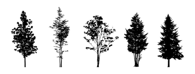 Vector set of plant and tree silhouette