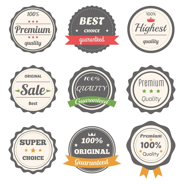 Vector set of retro labels Best choice guaranteed and premium quality vector vintage badges