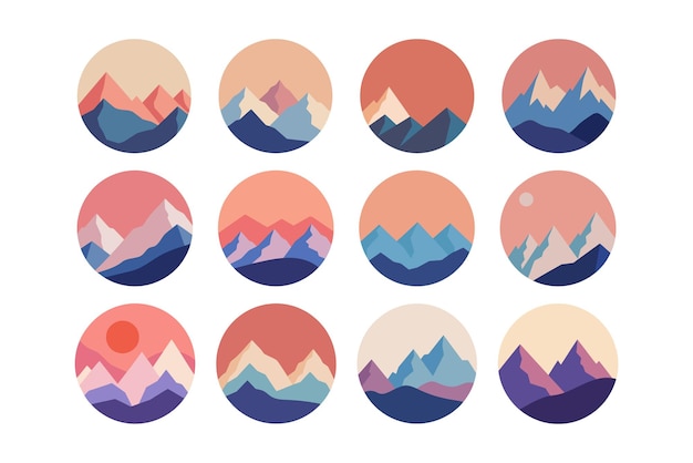 Vector vector set rocky mountains logo