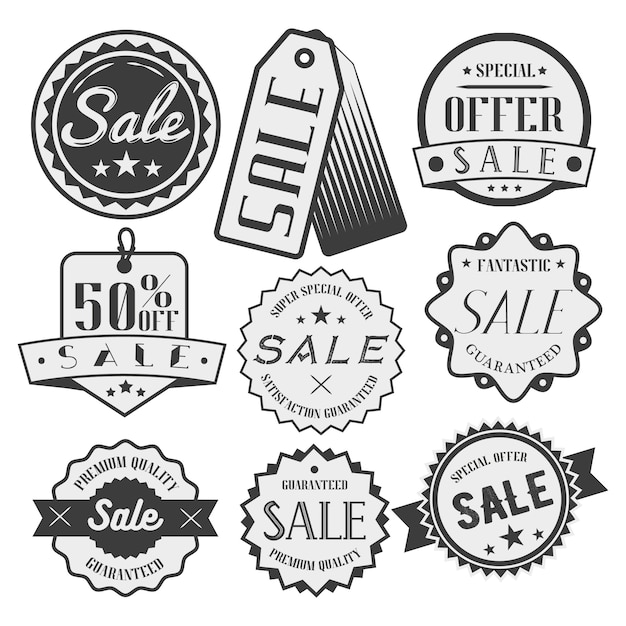 Vector set of sale and discount labels