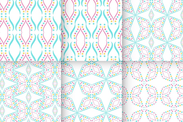 Vector set of seamless patterns dot line