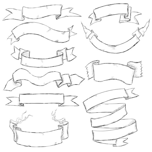 Vector set of sketch ribbons