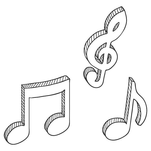 Vector Set of Sketch Symbols Musical Notes