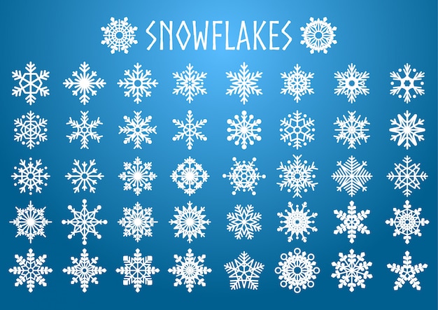 Vector set of snowflakes shapes. 