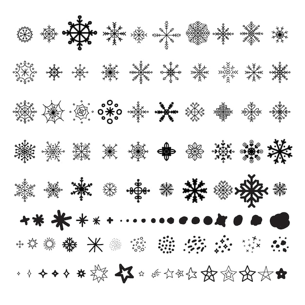 Vector set of snowflakes and stars. Vector illustration of Christmas concept.