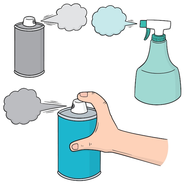 vector set of spray can and bottle