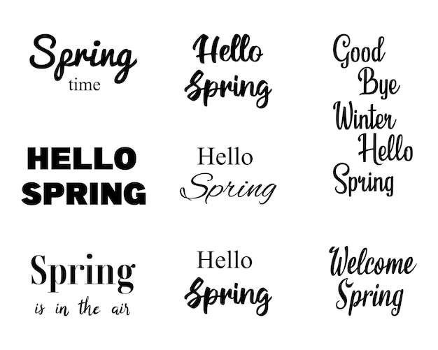 Vector set of spring lettering. Vector illustration