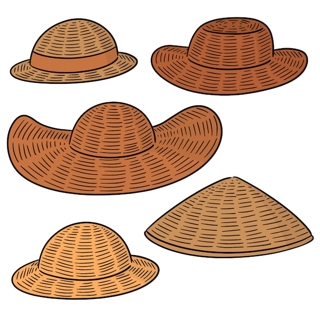 Vector set of straw hat