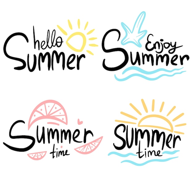 Vector Set of Summer labels logos hand drawn tags and elements for summer holiday