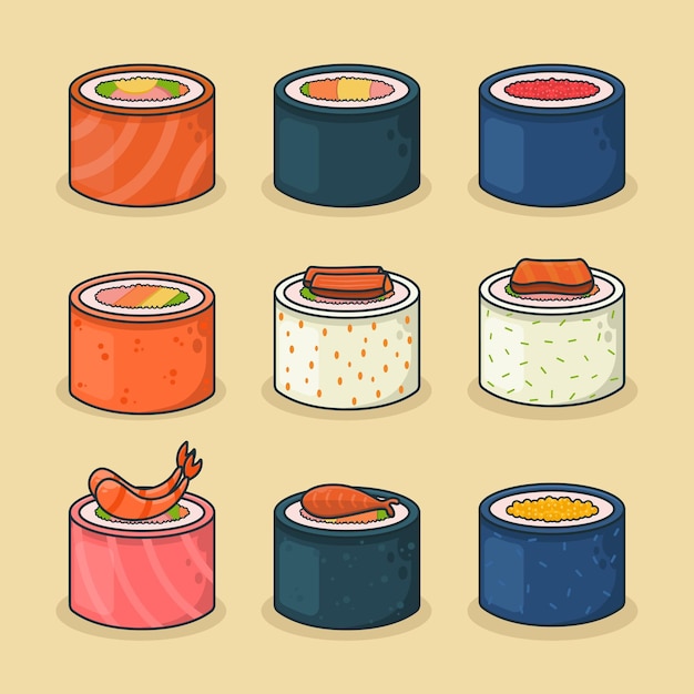 Vector set of sushi illustration