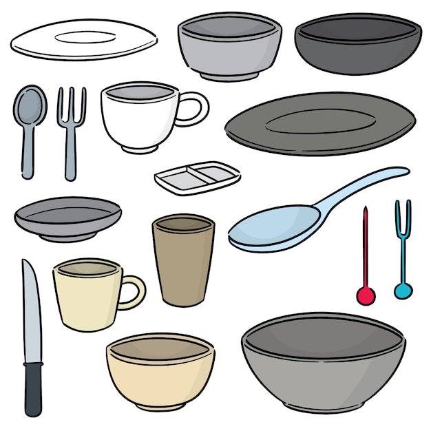 Vector set of tableware