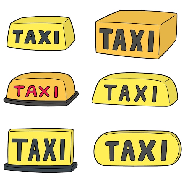 vector set of taxi sign